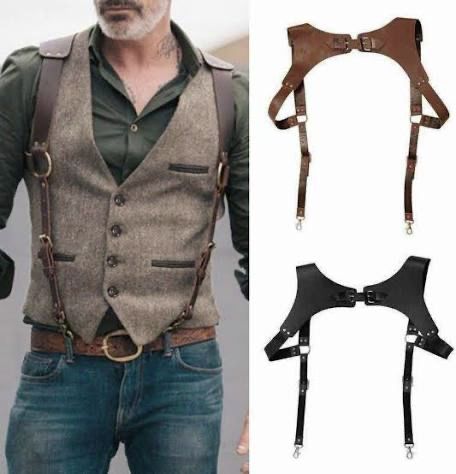 Harness For Men, Men Harness, Bond Outfits, Leather Suspenders Men, Braces Suspenders, Suspenders Men, Leather Suspenders, Shoulder Belt, Men Vintage