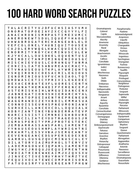 Challenge yourself with these very hard word searches designed to test your vocabulary and observation skills. Put your problem-solving abilities to the test and see how many words you can find in these tricky puzzles. Can you beat the clock and find all the hidden words? #BrainTeasers #ChallengingPuzzles #MindGames #veryhardword Word Search Puzzles For Adults, Word Search For Adults, Word Puzzles For Adults, Positive Word Search, Hard Word Search, Hard Word Search Free Printable, Word Search Printables Difficult, Challenging Word Search Free Printable, Difficult Word Search