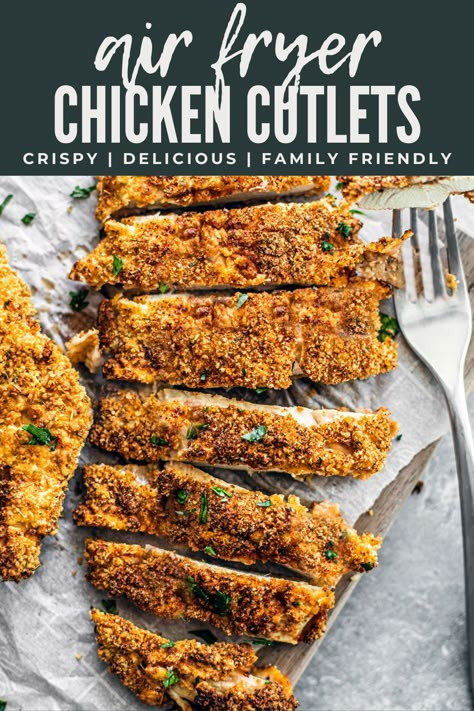 The Best Crispy Air Fryer Chicken Cutlets#airfryer #chickencutlets #weeknightdinner #easydinner Air Fried Chicken Cutlets, Air Fryer Chicken Cutlets, Fast Healthy Dinners, One Pot Mexican, Airfryer Chicken, Bbq Chicken Wraps, Fast Healthy Dinner, Crispy Air Fryer Chicken, Fried Chicken Cutlets