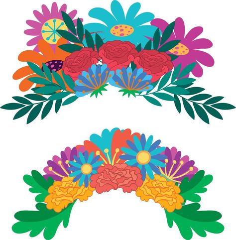 día de muertos con corona de flores mexicanas Day Of The Dead Flowers, Mexican Flower Crown, Flower Crown Drawing, Spanish Flowers, Crown Drawing, Mexican Flowers, The Day Of The Dead, School Painting, Día De Muertos