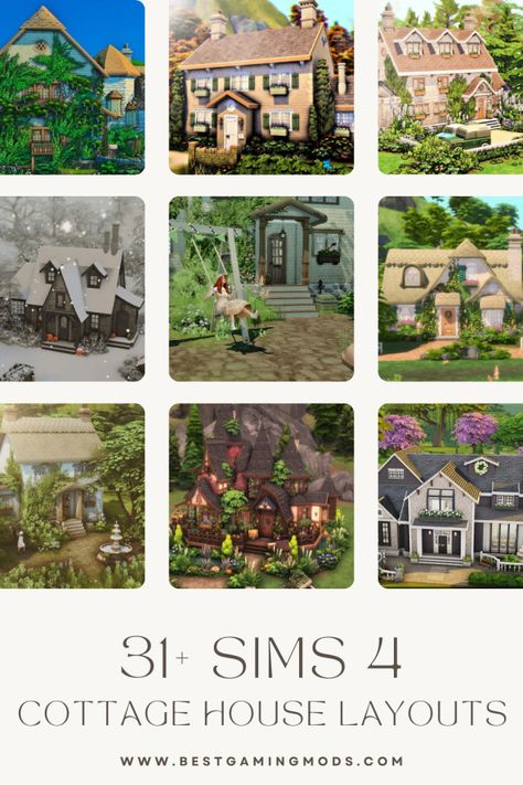 31+ Best Sims 4 Cottage Living Houses That Redefine Cozy Cottage Living Sims 4, Cottage Floorplan, Sims Architecture, Sims 4 Cottage Living, Sims 4 Cottage, Sims 4 Houses Layout, The Sims 4 Lots, Wood Facade, Witch Cottage