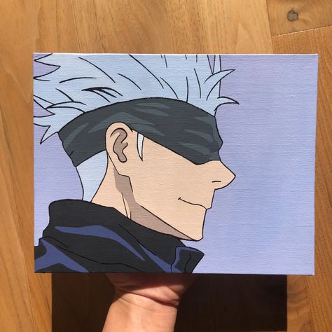 Sukuna Canvas Painting, Gojo Canvas Painting, Anime Painting Easy, Gojo Satoru Painting, Jujutsu Kaisen Painting, Anime Canvas Painting Easy, Simple Anime Painting, Gojo Painting, Anime Painting Ideas