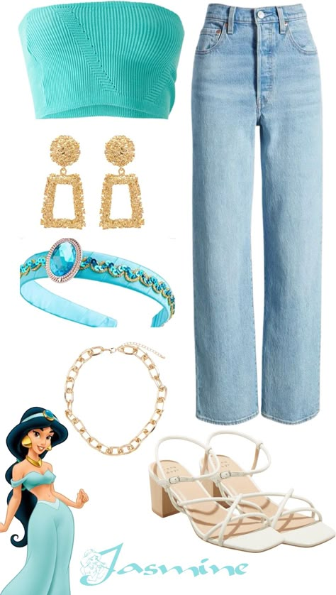 Princess Jasmine Disneybound, Princess Jasmine Inspired Outfit, Disney Inspired Outfits Women, Disney Character Inspired Outfits, Jasmine Disneybound, Modern Disney Outfits, Princess Disneybound, Pocahontas Outfit, Disney Princess Inspired Outfits