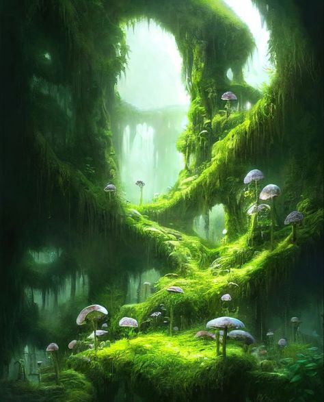 Art Mushrooms, Mushrooms Nature, Forest Drawing, Mystical Forest, Magic Forest, Fantasy Forest, Fantasy Places, Forest Art, Fantasy Art Landscapes