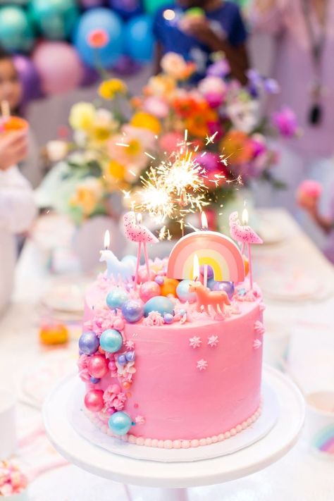 birthday celebration ideas Birthday Celebration Ideas, Happy Birthday Wishes Sister, Princess Birthday Cake, Pink Birthday Cakes, Girl Birthday Decorations, Magic Cake, Magical Rainbow, Rainbow Birthday Party, Celebration Ideas