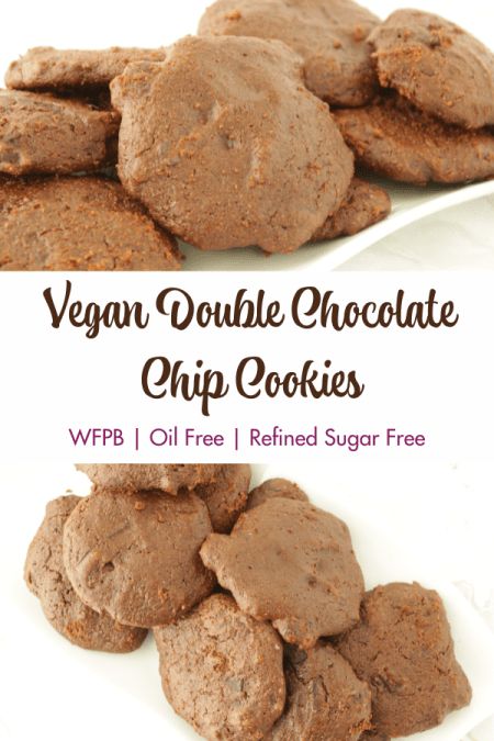 Easy Vegan Double Chocolate Chip Cookies (WFPB, Oil Free, Refined Sugar Free) - Simply Plant Based Kitchen No Dairy Dessert, Vegan Party Appetizers, Whole Plant Based Diet, Easy Vegan Dessert Recipes, Eat To Live Diet, Sugar Free Eating, Appetizers Football, Nutritarian Diet, Christmas Gifts Food