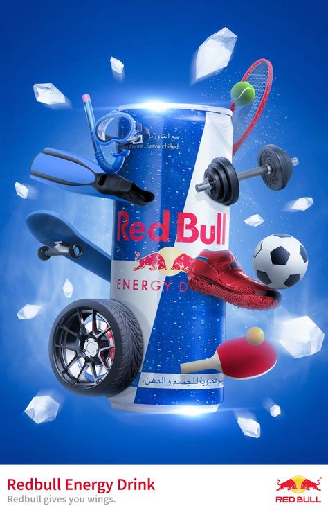 Redbull Poster, Red Bull Poster, Product Advertisement, Red Bul, Ui Design Trends, Energy Shots, Project Work, Blender 3d, Ad Campaign