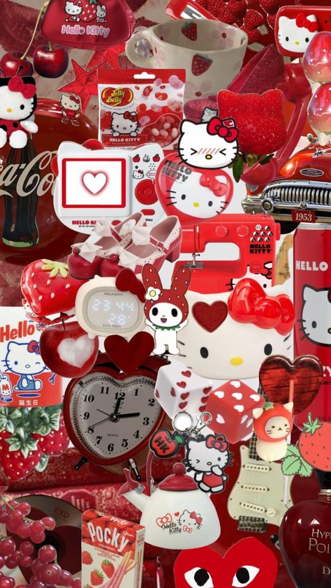 Cool Wallpaper Iphone Vintage, Boba Wallpaper, Wallpaper Iphone Vintage, 헬로키티 배경화면, Hello Kitty Imagenes, Pink Wallpaper Hello Kitty, Y2k Hello Kitty, Red Y2k, Retro Wallpaper Iphone