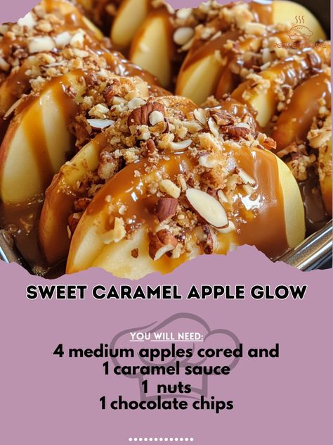 🍎✨ Indulge in the magic of fall with our Sweet Caramel Apple Glow – a decadent treat for your taste buds! 🍂🍯 Sweet Caramel Apple Glow Ingredients: - 4 medium apples, cored and sliced - 1/2 cup caramel sauce - 1/4 cup chopped nuts (optional) - 1/4 cup chocolate chips - 1/4 cup shredded coconut Instructions: 1. Preheat oven to 350°F. 2. Place apple slices in a baking dish. 3. Drizzle caramel sauce over the apples. 4. Sprinkle nuts, chocolate chips, and coconut on top. 5. Bake for 20-25 minut... Caramel Apple Slices, Caramel Apple, Apple Slices, Baking Dish, Caramel Sauce, Shredded Coconut, Chocolate Chips, Caramel Apples, Taste Buds