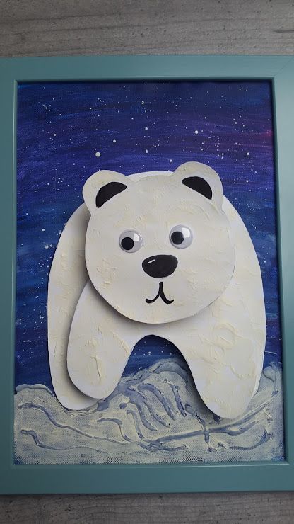 Polar Bears Kindergarten, Polar Bear Craft, Winter Crafts Preschool, Christmas Art For Kids, Winter Art Lesson, Polar Bear Art, Art Activities For Toddlers, Winter Art Projects, Classroom Art Projects