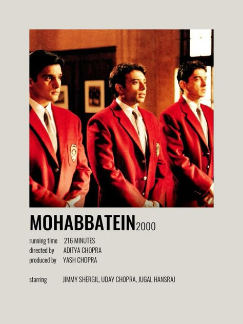 Mohabbatein Movie Songs, Mohabbatein Aesthetic, Mohabbatein Movie Outfits, Mohabbatein Movie Aesthetic, Bollywood Movies Poster, Indian Movie Aesthetic, Retro Bollywood Aesthetic, Bollywood Movies To Watch List, Marathi Movie Poster