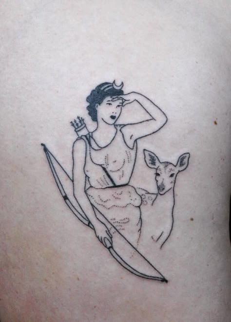 ✨Artemis✨ goddess tattoo Greek Goddess Tattoo, Artemis Tattoo, God Tattoos, Deer Tattoo, Goddess Tattoo, Mythology Tattoos, Poke Tattoo, Tattoo Outline, Arte Sketchbook