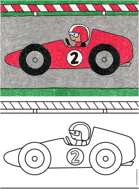 Cute Car Drawings, Cars Easy Drawing, Easy Race Car Drawing, How To Draw An F1 Car, Sport Car Drawing, Race Car Doodle, Simple Race Car Drawing, Drawing Of Car, Racing Car Drawing