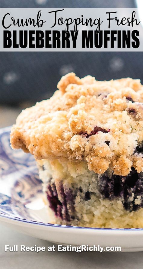 Blueberry Crumble Muffins, The Best Blueberry Muffins, Muffins Easy, Muffins Healthy, Best Blueberry Muffins, Streusel Muffins, Berry Muffins, Blueberry Desserts, Blueberry Crumble