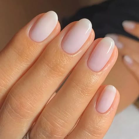 Short Almond Nude Nails, Naked French Manicure, Oval Nude Nails, Birth Nails Mom, Minimalist Holiday Nails, Short Natural Almond Nails, Milky French Manicure, French Manicure Nails, Gel Extensions