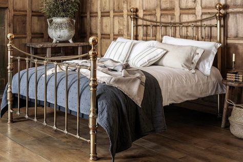 Cast Iron Bed Frame, Single Bed Frames, Brass Bedroom, Bedroom Architecture, 4 Poster Bed, Iron Headboard, Brass Bed Frame, Cast Iron Beds, Wrought Iron Beds