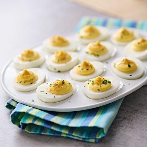 Classic Deviled Eggs Recipe | Hellmann's US Original Potato Salad Recipe, Parmesan Crusted Chicken Recipe, Classic Deviled Eggs, Spring Appetizers, Crusted Chicken Recipes, Deviled Eggs Recipe Classic, Recipes Easter, Deviled Eggs Classic, Appetizer Dishes