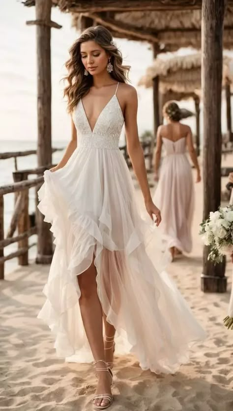 Elegant Beach Wedding Dress Ideas 2024: Trends & Styles Elegant Beach Wedding Dress, Beach Wedding Dress Ideas, The Joke You, Casual Beach Wedding Dress, Elegant Beach Wedding, Boho Chic Wedding Dress, Casual Beach Wedding, Informal Wedding Dresses, Dream Beach Wedding