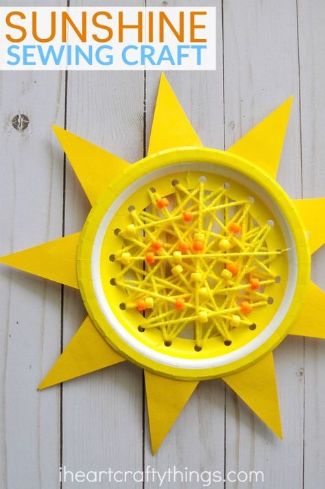 This paper plate sun craft makes a perfect summer sewing craft for kids! Cute idea for summer speech therapy! Paper Plate Sun, Sun Crafts, Summer Sewing, Puffy Paint, Summer Crafts For Kids, Diy And Crafts Sewing, Paper Plate Crafts, Plate Crafts, Crafts For Kids To Make