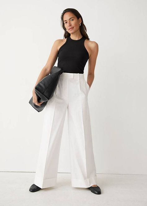 Wide Leg Pant Outfit, Wide Leg Linen Trousers, Traditional Suit, White Wide Leg Pants, Leg Pants Outfit, Strappy Maxi Dress, Sneakers Looks, White Trousers, Wide Trousers