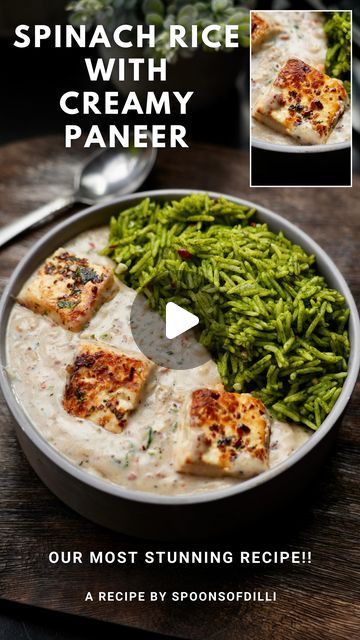 Palak Rice Recipe, Marinated Paneer, Pizza Seasoning, Delicious Vegetarian Dinner, Spinach Rice, Paneer Dishes, Water Spinach, Garlic Spinach, Garlic Rice