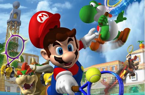 #Mario, #Yoshi and #Bowser playing Tennis. More great multiplayer Mario games to play with friends at http://www.superluigibros.com/top-10-multiplayer-mario-games Mario Tennis, Mario Wii, Tennis Artwork, Super Mario World Japan, Mario And Luigi Superstar Saga, Nintendo Switch Games Mario, Mario Yoshi, Mario Kart Gamecube, Wii Games