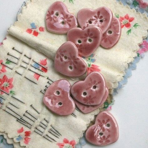 Visual Essay, Ceramic Bead Jewelry, Yarn Ideas, 2024 Ideas, Ceramic Heart, Pink Ceramic, Heart Button, Ceramics Pottery Art, Clay Art Projects