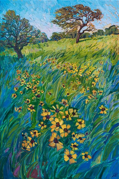 Impressionism Artwork, Frühling Wallpaper, American Impressionism, Inspiring Artwork, Erin Hanson, Plein Air Landscape, Contemporary Impressionism, Green Field, Wow Art