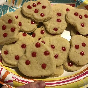 Red Hot Sugar Cookies Recipe | Allrecipes Red Hot Cookies, Old Fashioned Tea Cakes, Red Hots Candy, Cream Cheese Sugar Cookies, Cinnamon Candy, Tea Cakes Recipes, Red Hots, Cinnamon Cookies, Food Wishes