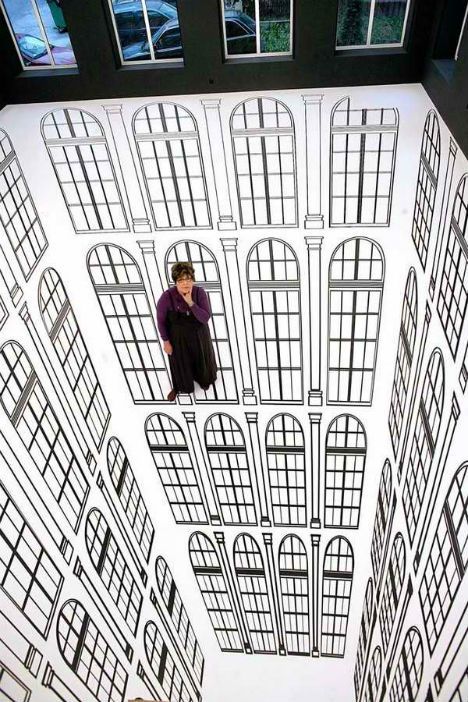 Disorienting Depth: Amazing Optical Illusions in Art Galleries #perspective #perception #illusion Op Art Sculpture, Amazing Optical Illusions, Galleries Architecture, Sidewalk Art, Illusion Art, Sculpture Installation, On The Floor, Op Art, Art Galleries