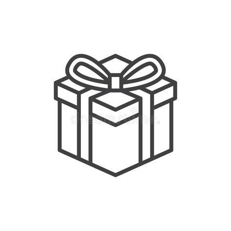 Gift box line icon, outline vector sign, linear style pictogram isolated on whit , #Aff, #sign, #vector, #linear, #pictogram, #style #ad Gift Drawing Easy, Zoo Pictogram, Gift Box Drawing, Gift Box Logo, Gift Box Illustration, Present Illustration, Gift Icon, Present Drawing, Christmas Ornament Template