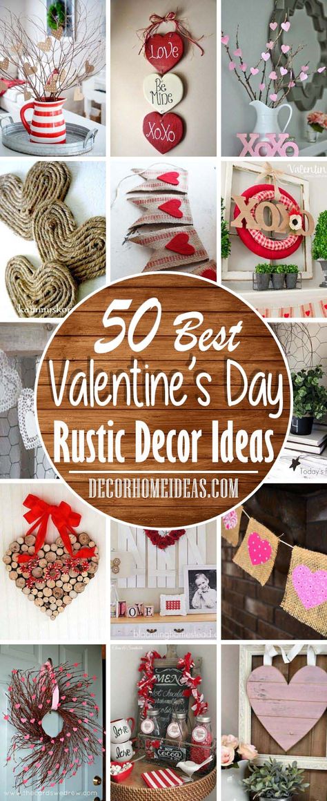 Valentines Day Home Decor, Rustic Valentine Decor, Rustic Decor Ideas, Vintage Valentines Decorations, Saint Valentin Diy, Diy Valentines Day Wreath, Valentine Wreath Diy, Valentines Bricolage, Valentine Door Decorations