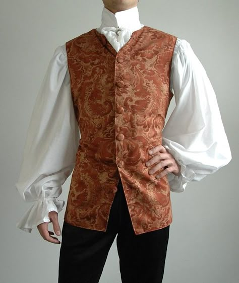 Red Damask 18th Century Waistcoat 1700s Outfits Men, Duke Outfits 18th Century, 18th Century Costume Men, Men's 18th Century Fashion, 1770s Fashion Men, 1660s Fashion Men, Russian Royalty Fashion Male, 1700s Fashion Mens Poor, 18century Fashion