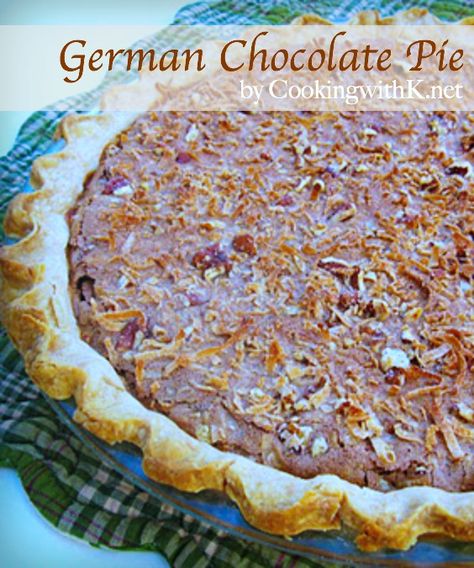 German Chocolate Cream Pie, German Chocolate Pie, German Chocolate Pies, Favorite Pie Recipes, Pumpkin Bundt Cake, Chocolate Pie Recipes, Chocolate Pie, German Chocolate Cake, Favorite Pie