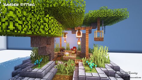 Minecraft Rooftop Garden, Minecraft Rooftop Ideas, Minecraft Pergola, House Plans Minecraft, Minecraft Farm Ideas, Minecraft Outdoor, Garden Minecraft, Farm Minecraft, Gaming Minecraft