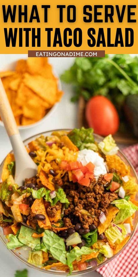 Taco Salad Dinner, Taco Salad Charcuterie Board, What To Serve With Taco Salad, Taco Salad Bar Ideas Buffet, Ground Beef Taco Salad Recipes, Taco Salad Bar Ideas, Recipe For Taco Salad, What To Serve With Tacos, Neiman Marcus Chicken