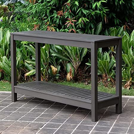 Amazon.com : Cambridge Casual Solid Wood Alfresco Outdoor Console Table, Dark Grey : Patio, Lawn & Garden Patio Table Decor, Outdoor Console Table, Modern Style Homes, Patio Tables, Serving Table, Mesa Exterior, Patio And Garden, Back Deck, Dining Accessories