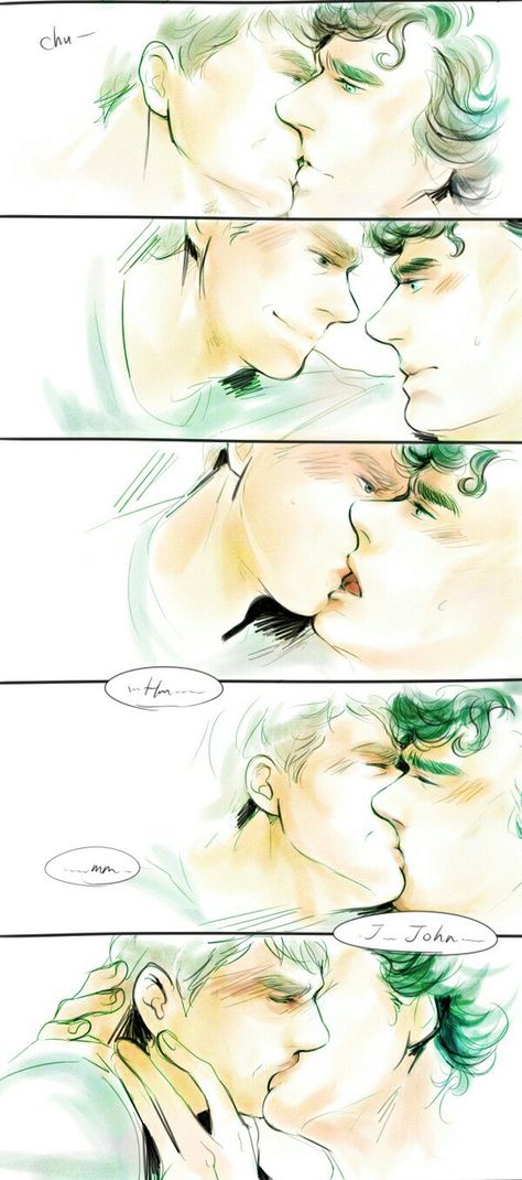 Sherlock Kiss, Johnlock Fanart, Sherlock Holmes John Watson, Sherlock Art, Elementary My Dear Watson, Sherlock Holmes 3, Benedict Sherlock, Teen Wolf Memes, Benedict And Martin