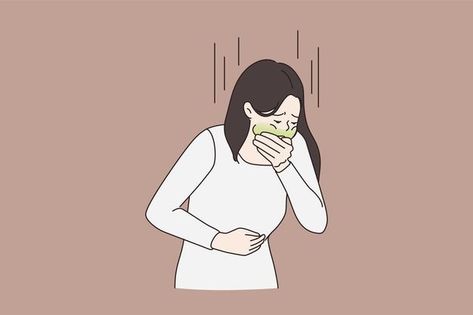 Sick Person Illustration, Person Covering Mouth With Hands, Unwell Sick Pictures, Vomit Illustration, Feeling Sick Illustration, Vomit Drawing, Sick Picture, Sick Illustration, Couple Cartoon Characters