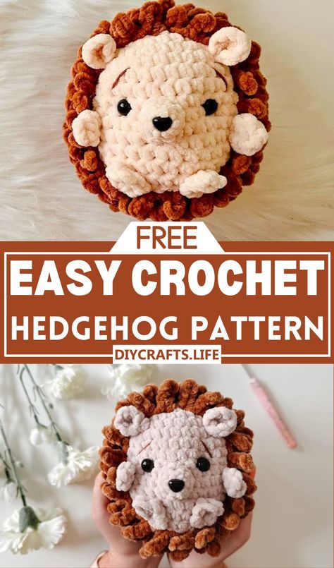 Warthog Crochet Pattern Free, Mini Crochet Hedgehog, Crochet Stuffed Animal Accessories, Crochet Gopher Pattern, Colorful Amigurumi Free Pattern, How To Crochet A Hedgehog, Free Crochet Moose Pattern, Amigurumi Woodland Animals Free Crochet, Simple Crochet Lovey