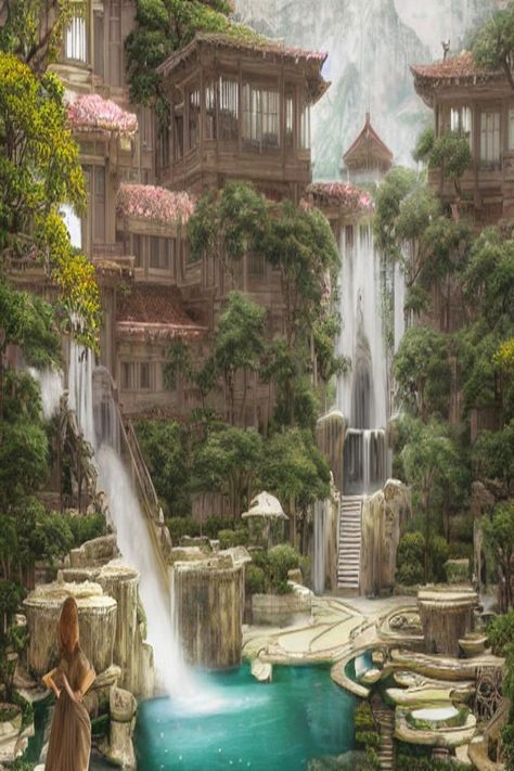 Elf City, Elven City, Eco City, Beautiful Scenery Photography, Forest City, Fantasy Forest, Fantasy City, Film Inspiration, Fantasy Places