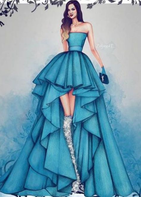 Fashion Design Sketches For Beginners Dresses, Dress Illustration Design, Fashion Illustration Tutorial, Fashion Illustrations Techniques, Dress Illustration, Dress Design Drawing, Morning Cartoon, Fashion Illustration Sketches Dresses, Fashion Design Collection