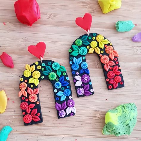 Nicole | Polymer Clay Earrings on Instagram: “These might just be my favourite earrings I have ever made! 😍 #rainbowpride” Diy Earrings Polymer Clay, Rainbow Earrings, Lgbtq Pride, Rainbow Pride, How To Make Earrings, Diy Earrings, Polymer Clay Earrings, Floral Tie, Clay Earrings