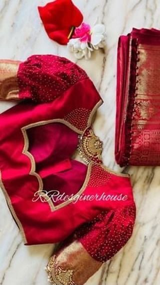 RR house on Instagram: "Deepavali collections by RRdesginerhouse! Royal red with gold colour beautiful embroidered handcrafted blouse with saree✨✨ for our beautiful client Designer: @stylebyrakshitha . . . #RRfashions#RRboutique#womenswear#blouses#kidswear#banglore#karnataka#byrakshitha#halfsaree#oldtonewoutfit#lehenga#indianfashion#sareetolehanga#tissuesilk#lehenga#sliksaree#slikblouse#zardozi#handworkblousedesign#bridesofbengaluru#rrfashion#blousedesigns#chikankari#toronto#rufflesaree#india Red Colour Blouse Designs, Red Blouse Design, Traditional Blouse Designs, Silk Saree Blouse Designs, Hand Work Blouse, Trendy Blouse, Silk Saree Blouse, Hand Work Blouse Design, Designer Blouse Patterns