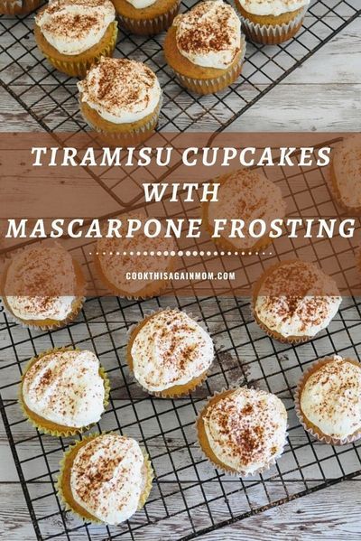 Simple Tiramisu Cupcakes with Mascarpone Frosting. Yummy coffee cupcakes with a fluffy and creamy frosting. The best part... they are so easy to make.   #coffeecupcakes #tiramisu #mascarpone Cupcakes With Mascarpone Frosting, Coffee Mascarpone Frosting, Easy Tiramisu Cupcakes, Tiramisu Cupcakes Recipe, Tiramisu Frosting, Simple Tiramisu, Marscapone Frosting, Mascarpone Cupcakes, Tiramisu Mascarpone