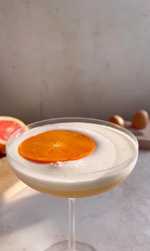 Mezcal Sour, Glass Garnish, Sour Cherry, Grapefruit Juice, Egg White, Drink Up, Cocktail Shaker, 1 Egg, Persimmon