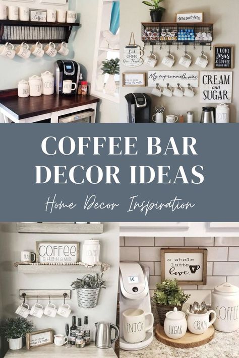 Coffee Bar Decor Ideas Decorating Ideas For Coffee Bar, Coffee Bar Set Up On Kitchen Counter, Wall Decor Above Coffee Bar, Coffee Bar Ideas Under Cabinet, Coffee Bar Open Shelving Display, Coffee Bar With Cabinets Above, How To Decorate Coffee Bar, Above Coffee Bar Decor, Coffee Bar List