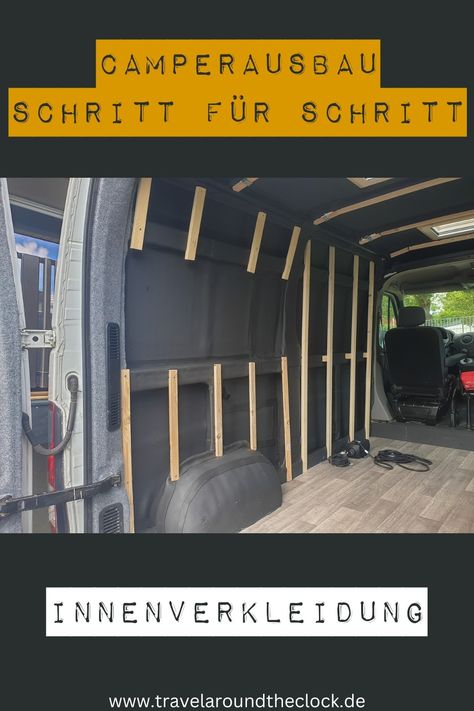 Innenverkleidung beim Wohnmobil Ausbau Vw Crafter Camper, Mercedes Vito Camper, T5 Camper, Sprinter Camper, Vw T6, Diy Camping, Van Camping, Vw T5, Camper Van