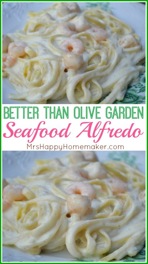 Seafood Fettuccine Alfredo Recipes, Olive Garden Seafood Alfredo, Scallops Alfredo, Seafood Alfredo, Cake Dip, Pasta Alfredo, Shrimp Alfredo, Alfredo Recipe, Fettuccine Alfredo