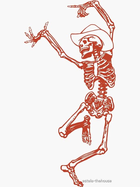 Cute Cowboy Ghost Tattoo, Skeleton Wearing Cowboy Hat Tattoo, Dancing Cowboy Skeleton Tattoo, Skeleton With Cowboy Hat, Skeleton With Cowboy Hat Tattoo, Cowboy Head Tattoo, Western Ghost Tattoo, Bone Illustrations, Funny Skeleton Tattoo